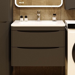 Style Line Мебель для ванной Бергамо Мини 70 подвесная черная Люкс антискрейтч Plus – фотография-19